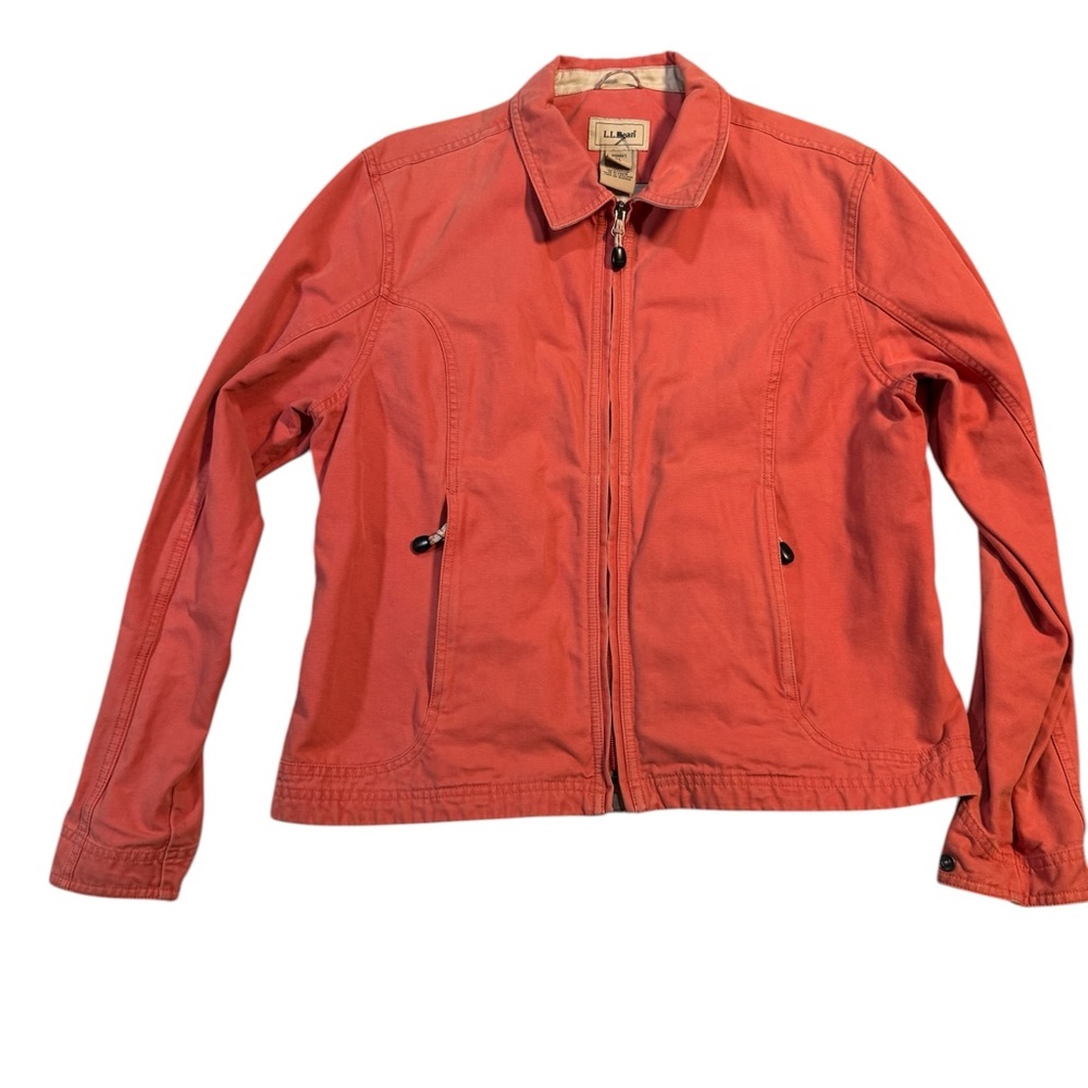 L.L. Bean Vintage Women’s Barn Chore Salmon Pink Zip-Up Jacket Size XL